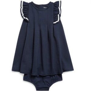 Girl's Nautical Ponte Knit Dress w/ Matching Bloomers